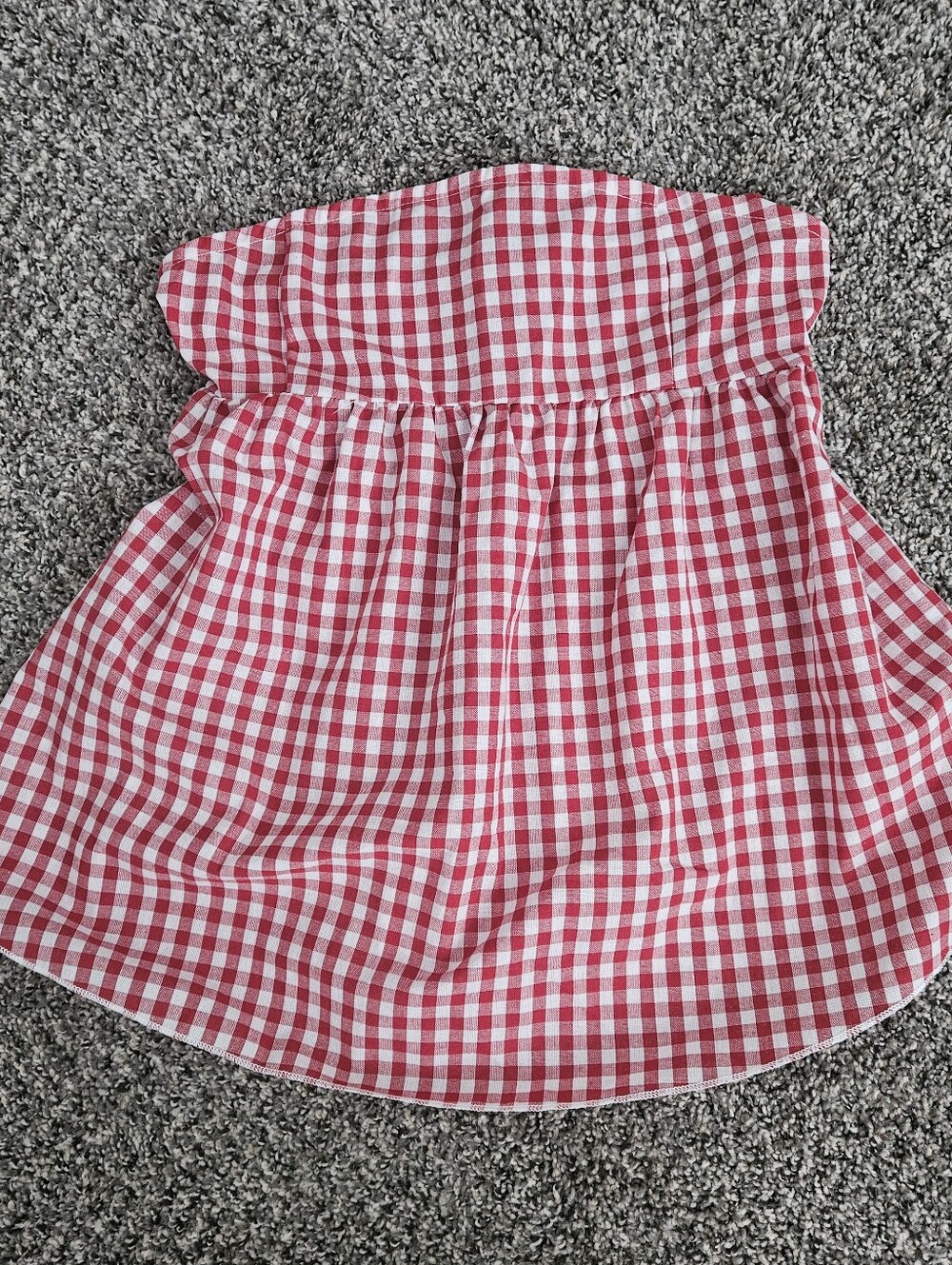 Red Gingham Strapless Top
